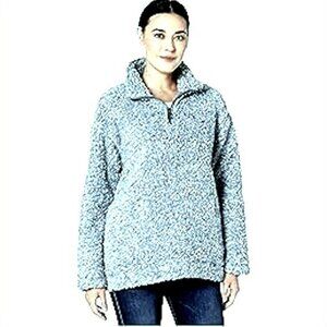 True Grit Dylan Frosty Tipped Denim Blue Quarter Zip Pullover Size L ❄️💙❄️